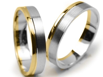 Przejdź do produktu Obrączki ślubne dwukolorowe płaskie 4mm Premium