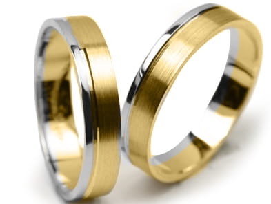 Obrączki ślubne dwukolorowe płaskie 4mm Premium P-503-k