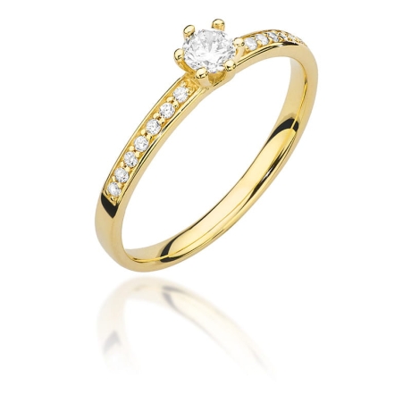 Przejdź do produktu Pierścionek zaręczynowy z żółtego złota z diamentami 0,17ct Fire Of Love 