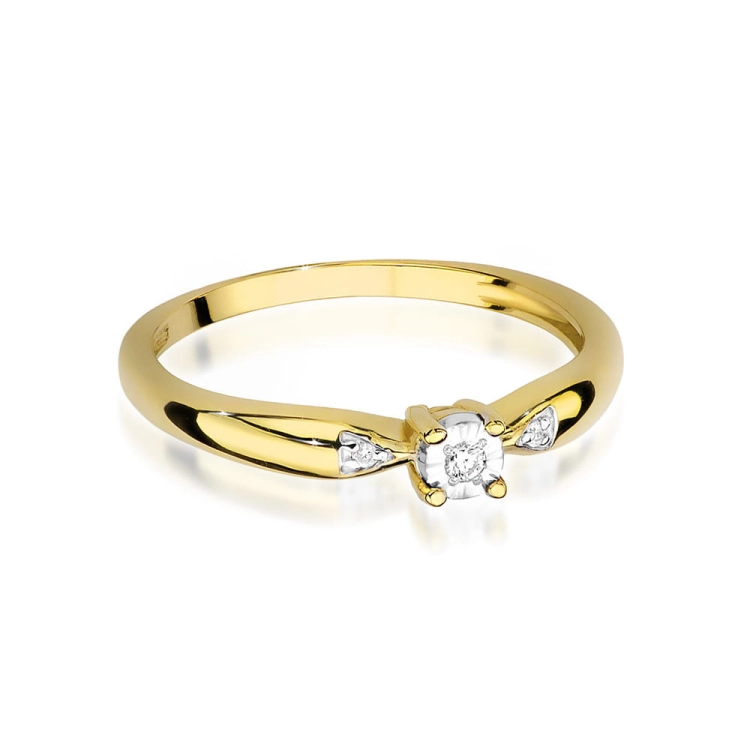 Pierścionek zaręczynowy z żółtego złota z diamentami 0,03ct Fire Of Love