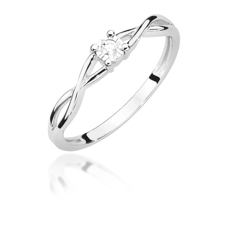Pierścionek zaręczynowy z białego złota z brylantem 0,03ct Fire Of Love