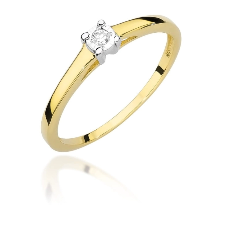 Pierścionek zaręczynowy z żółtego złota z brylantem 0,03ct Fire Of Love