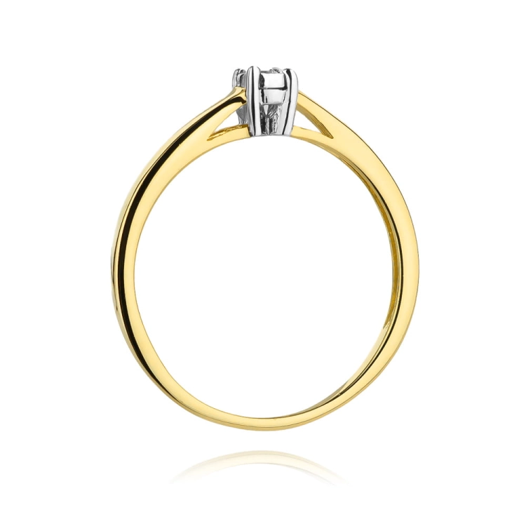 Pierścionek zaręczynowy z żółtego złota z brylantem 0,03ct Fire Of Love