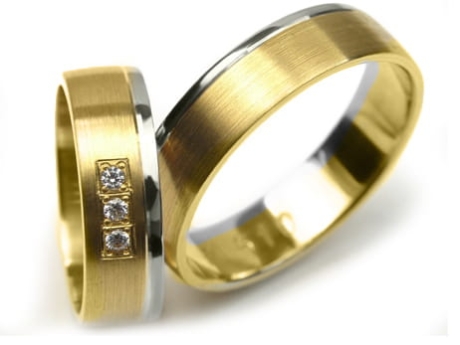 Przejdź do produktu Obrączki ślubne dwukolorowe płaskie z cyrkoniami 6mm Premium