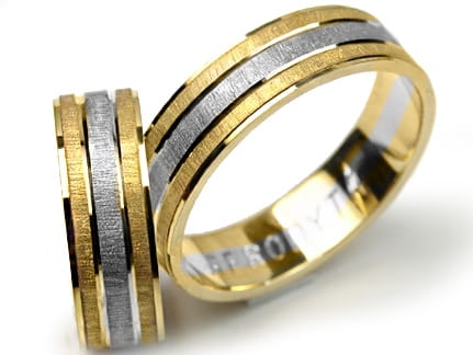 Przejdź do produktu Obrączki ślubne dwukolorowe płaskie 6mm Premium