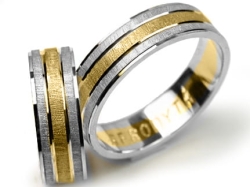 Obrączki ślubne dwukolorowe płaskie 6mm Premium P-AFRODYTA-k