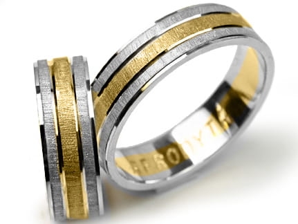 Obrączki ślubne dwukolorowe płaskie 6mm Premium P-AFRODYTA-k