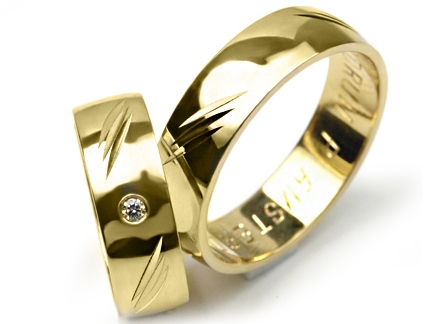 Obrączki ślubne z żółtego złota półokrągłe z cyrkonią 6mm Premium P-AMSTERDAM