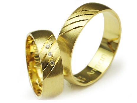 Obrączki ślubne z żółtego złota półokrągłe z cyrkoniami 6mm Premium P-ARMAN