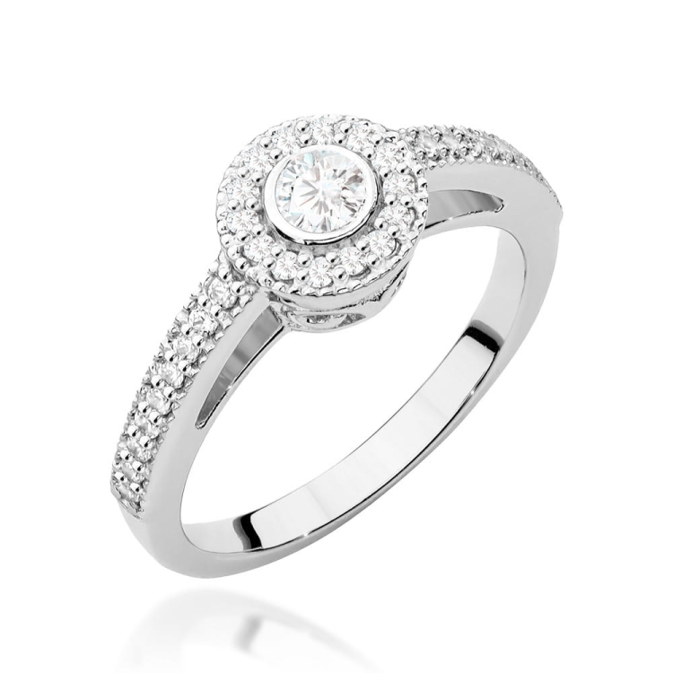 Pierścionek zaręczynowy z białego złota z diamentami 0,37ct Fire Of Love