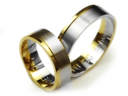 Obrączki ślubne dwukolorowe płaskie 6mm Premium P- BELWEDER BIS-k