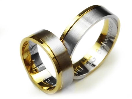 Przejdź do produktu Obrączki ślubne dwukolorowe płaskie 6mm Premium