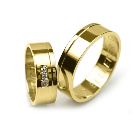 Przejdź do produktu Obrączki ślubne z żółtego złota płaskie z cyrkoniami 6mm Premium