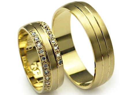 Przejdź do produktu Obrączki ślubne z żółtego złota półokrągłe z cyrkoniami 6mm Premium