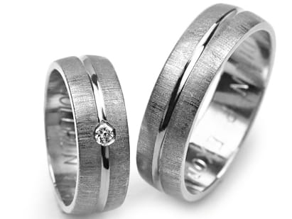 Przejdź do produktu Obrączki ślubne z białego złota półokrągłe z cyrkonią 6mm Premium