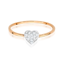 Pierścionek zaręczynowy z różowego złota z diamentami 0,10ct serce Fire Of Love