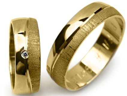 Obrączki ślubne z żółtego złota półokrągłe z cyrkonią 6mm Premium P-FALA-GOLD