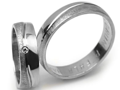 Obrączki ślubne z białego złota półokrągłe z cyrkonią 5mm Premium P-FALA-HARD-b