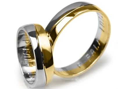 Obrączki ślubne dwukolorowe półokrągłe 5mm Premium P-FALA IBIZA-k
