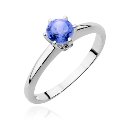 Pierścionek zaręczynowy z białego złota z tanzanitem i diamentami 0,04ct Fire Of Love