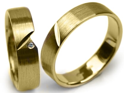 Obrączki ślubne z żółtego złota półokrągłe z cyrkonią 5mm Premium P-FARAON