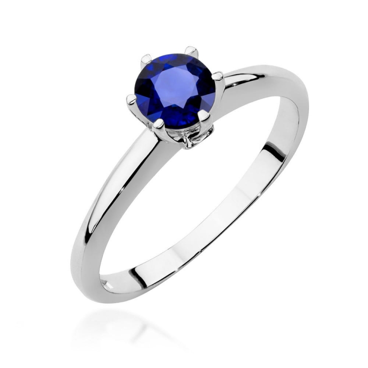 Pierścionek zaręczynowy z białego złota z szafirem i brylantami 0,04ct Fire Of Love