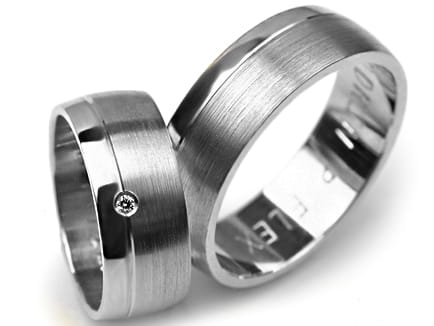 Obrączki ślubne z białego złota półokrągłe z cyrkonią 7mm Premium P-FLEX-b