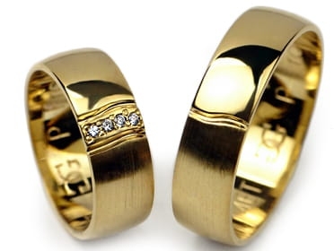 Obrączki ślubne z żółtego złota półokrągłe z cyrkoniami 6mm Premium P-FRODO