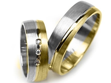 Przejdź do produktu Obrączki ślubne dwukolorowe półokrągłe z cyrkoniami 6mm Premium 