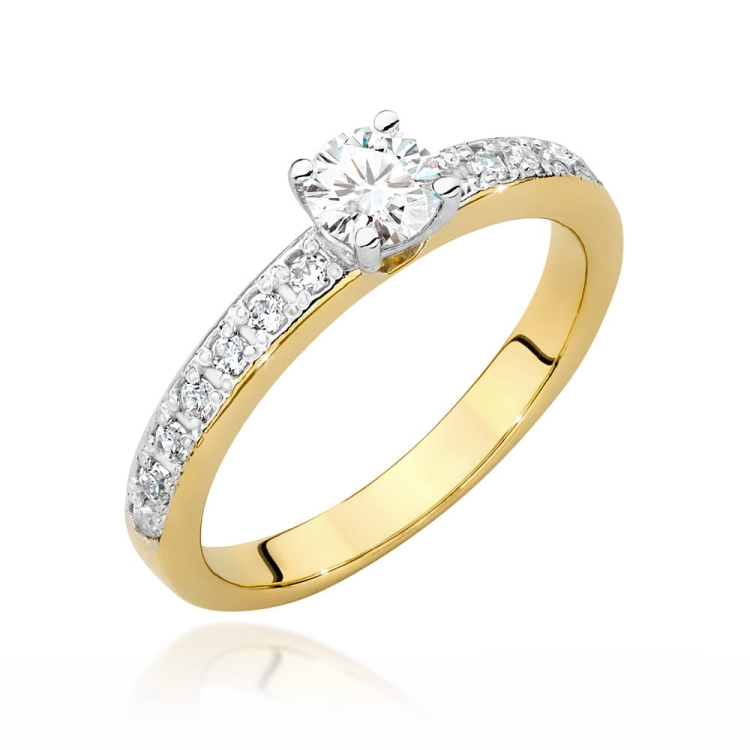 Pierścionek zaręczynowy z żółtego złota z centralnym diamentem 0,50ct Fire Of Love