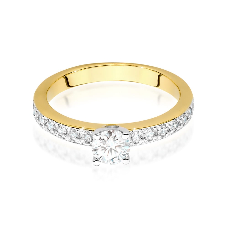 Pierścionek zaręczynowy z żółtego złota z centralnym diamentem 0,50ct Fire Of Love