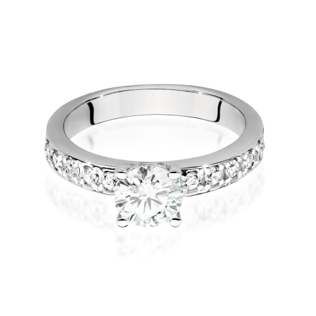 Przejdź do produktu Pierścionek zaręczynowy z białego złota z centralnym diamentem 0,70ct Fire Of Love