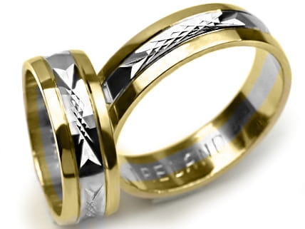 Obrączki ślubne dwukolorowe półokrągłe 6mm Premium P- IRELAND-k