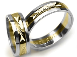 Obrączki ślubne dwukolorowe półokrągłe 6mm Premium P- IRELAND-k