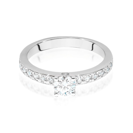 Przejdź do produktu Pierścionek zaręczynowy z białego złota z centralnym diamentem 0,50ct Fire Of Love