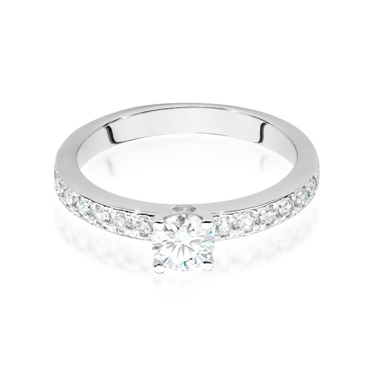 Pierścionek zaręczynowy z białego złota z centralnym diamentem 0,50ct Fire Of Love