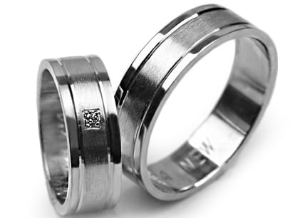 Obrączki ślubne z białego złota płaskie z cyrkonią 6mm Premium P-KINGA-NEW-b