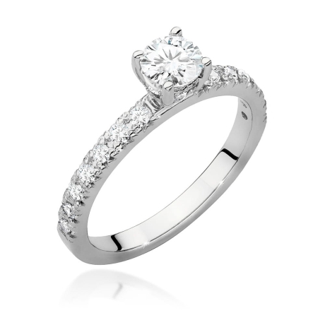 Przejdź do produktu Pierścionek zaręczynowy z białego złota z centralnym diamentem 0,40ct Fire Of Love 