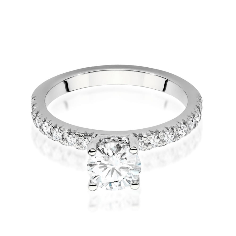 Pierścionek zaręczynowy z białego złota z centralnym diamentem 0,70ct Fire Of Love