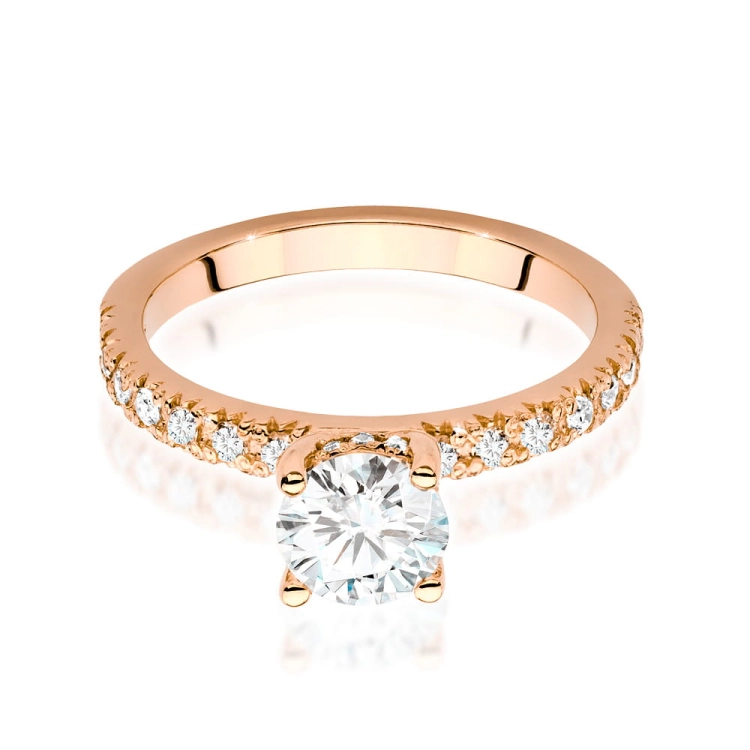 Pierścionek zaręczynowy z różowego złota z centralnym diamentem 0,70ct Fire Of Love