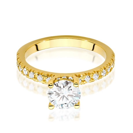 Przejdź do produktu Pierścionek zaręczynowy z żółtego złota z centralnym diamentem 1,00ct Fire Of Love