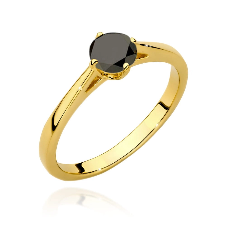 Pierścionek zaręczynowy z żółtego złota z czarnym diamentem 0,60ct Paris Love