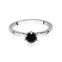 Pierścionek zaręczynowy z białego złota z czarnym diamentem 0,60ct Paris Love