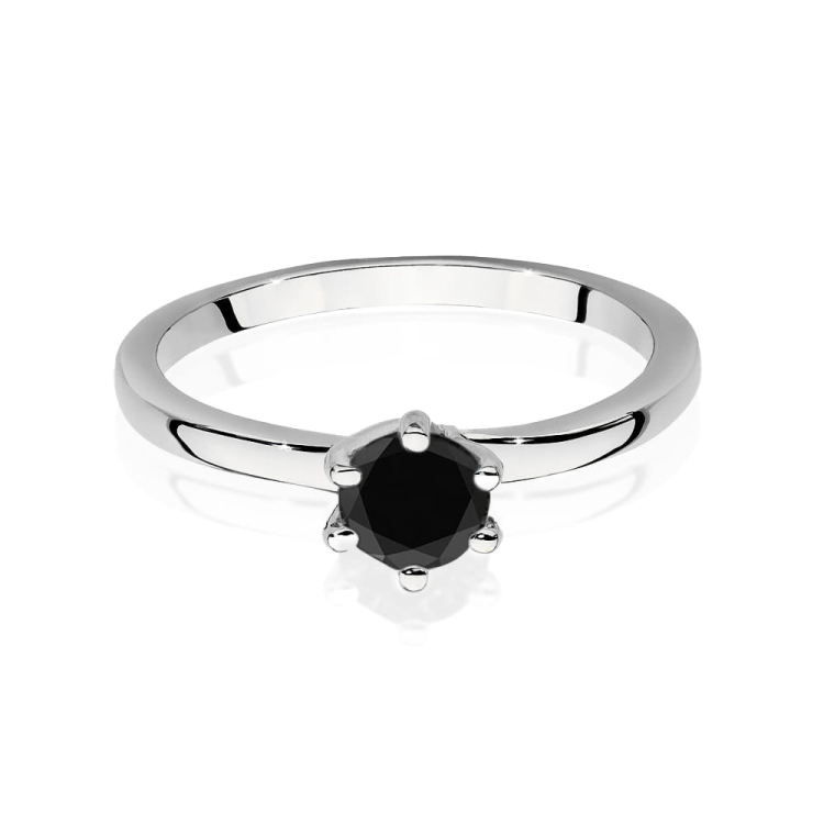 Pierścionek zaręczynowy z białego złota z czarnym diamentem 0,60ct Paris Love