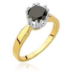 Pierścionek zaręczynowy z żółtego złota z czarnym diamentem 1,00ct Paris Love