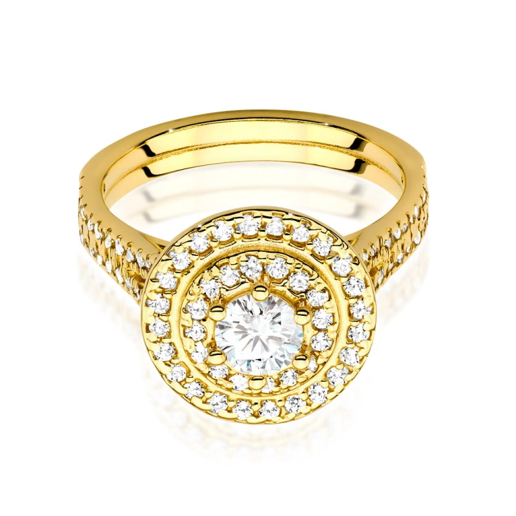 Pierścionek zaręczynowy z żółtego złota z centralnym diamentem 0,40ct Fire Of Love