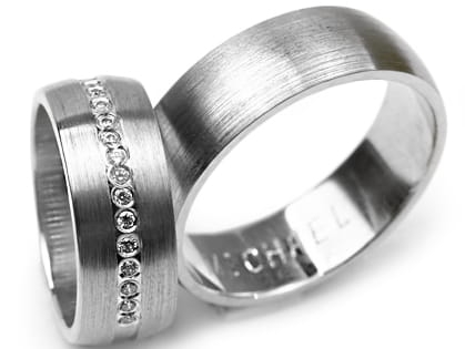 Obrączki ślubne z białego złota półokrągłe z cyrkoniami 7mm Premium P-MICHAEL-b