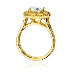 Pierścionek zaręczynowy z żółtego złota z centralnym diamentem 1,00ct Fire Of Love