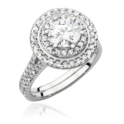 Pierścionek zaręczynowy z białego złota z centralnym diamentem 1,00ct Fire Of Love