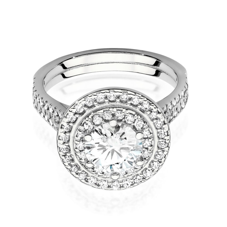 Pierścionek zaręczynowy z białego złota z centralnym diamentem 1,00ct Fire Of Love